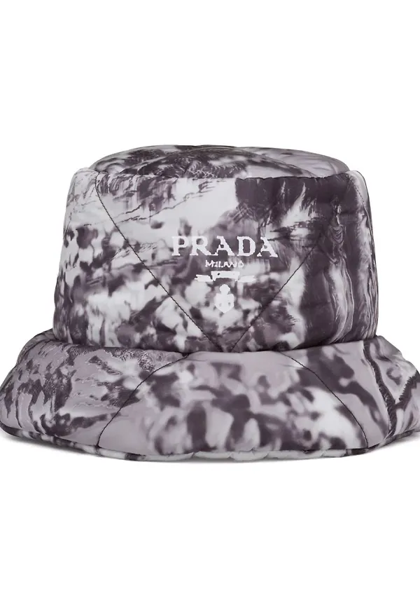 Prada fiskehatt med abstrakt tryck - Svart