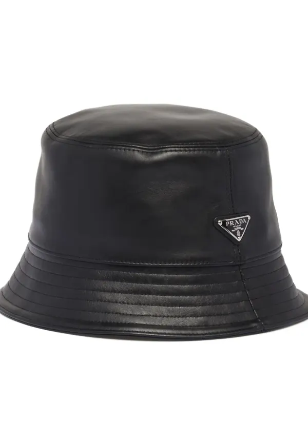 Prada fiskehatt med logotypplakett - Svart