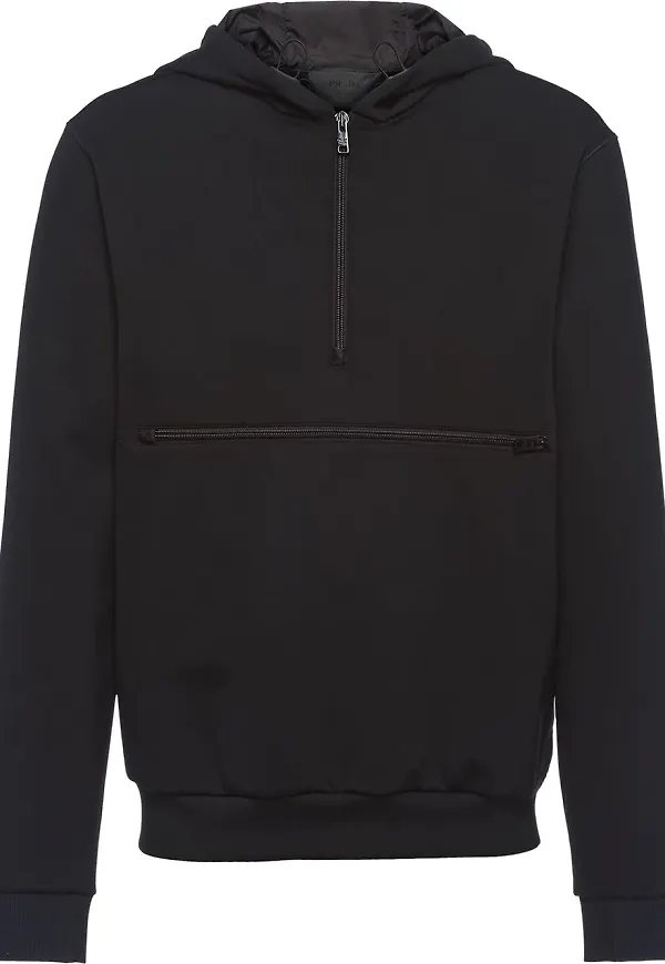 Prada fleecetröja med huva - Svart