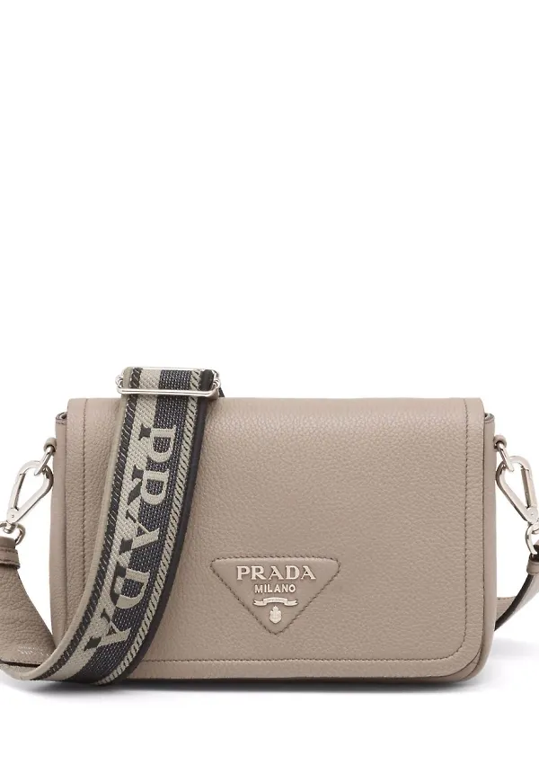 Prada Flou liten blommig axelremsväska - Grå