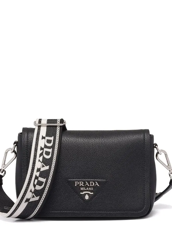Prada Flou liten blommig axelremsväska - Svart