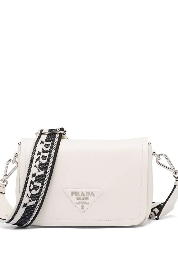 Prada Flou liten blommig axelremsväska - Vit