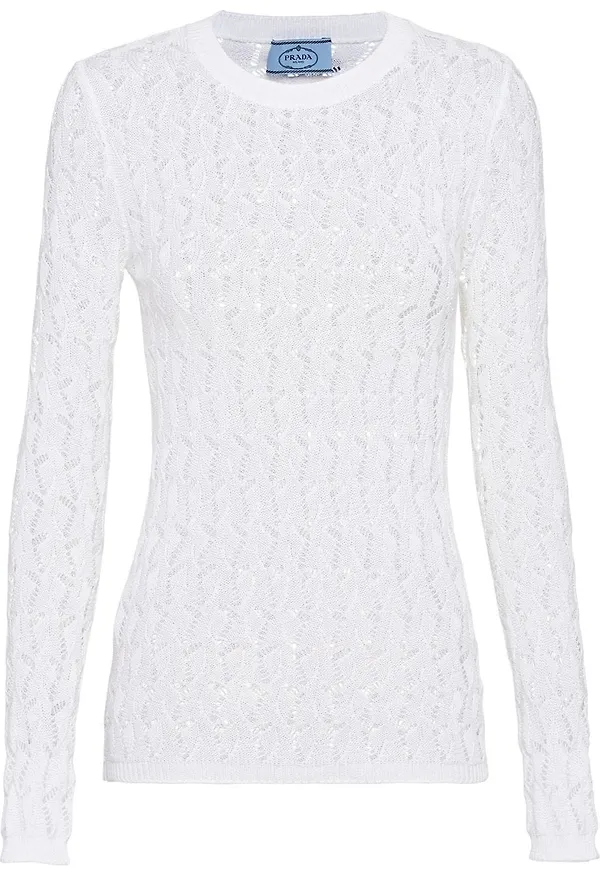 Prada glesstickad tröja - Vit