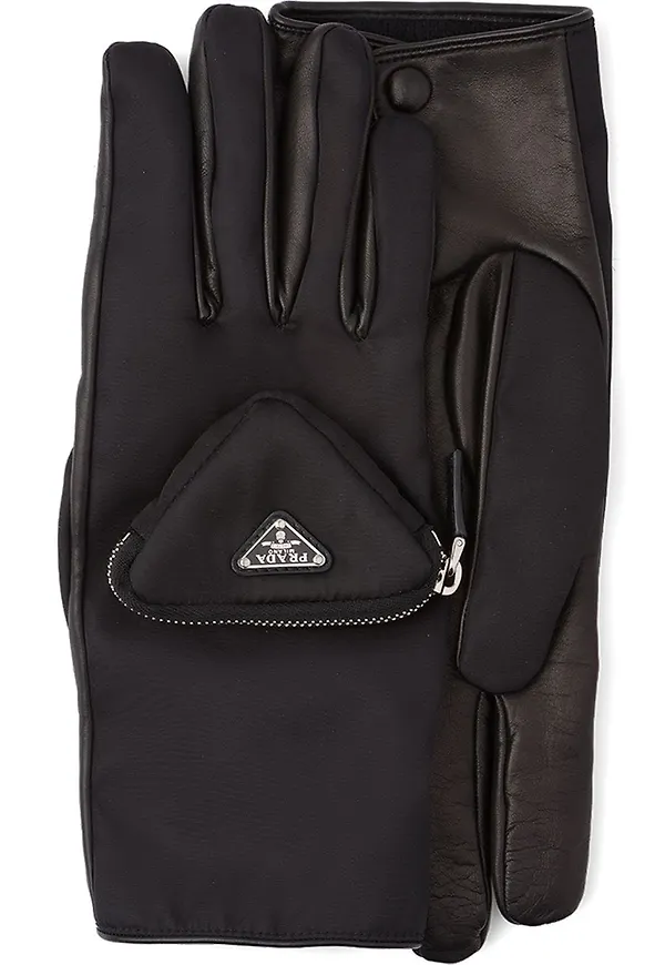 Prada handskar med logotyp - Svart