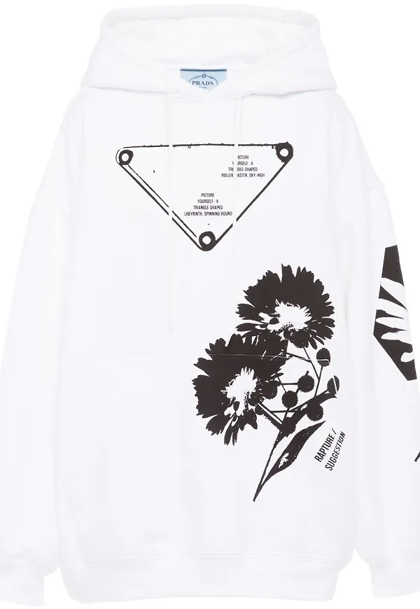 Prada hoodie med grafiskt tryck - Vit