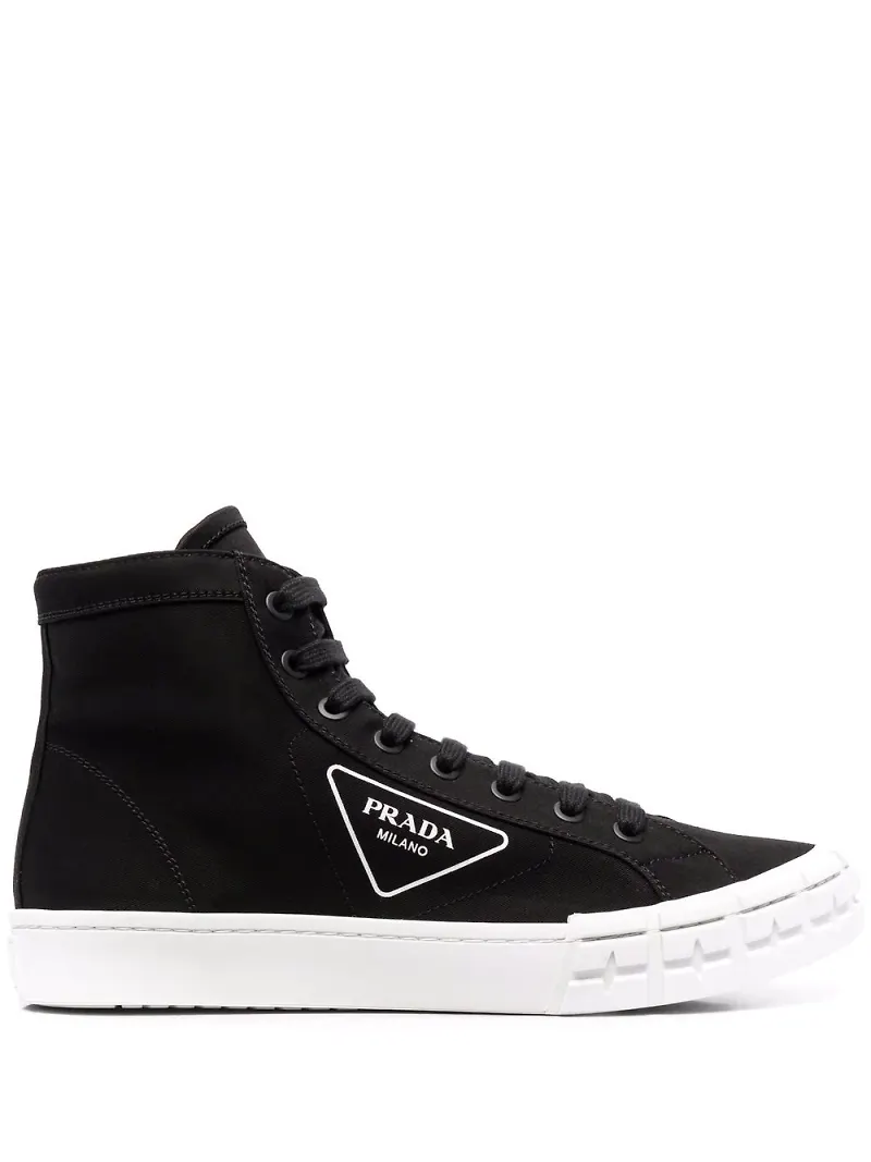Prada höga tygsneakers - Svart
