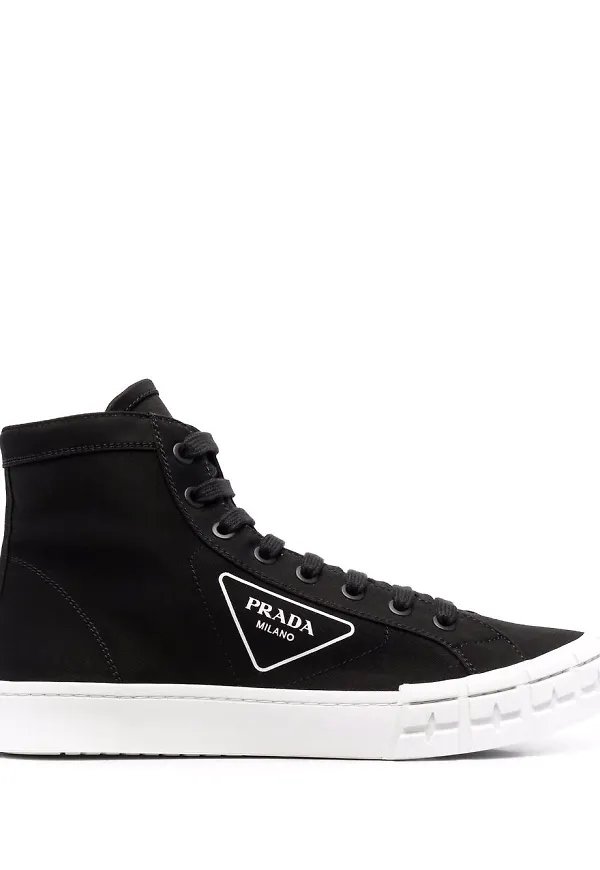 Prada höga tygsneakers - Svart