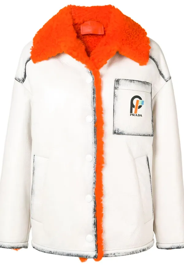 Prada jacka i oversize-modell - Vit