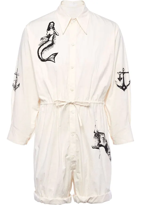 Prada jumpsuit med tryck - Neutral