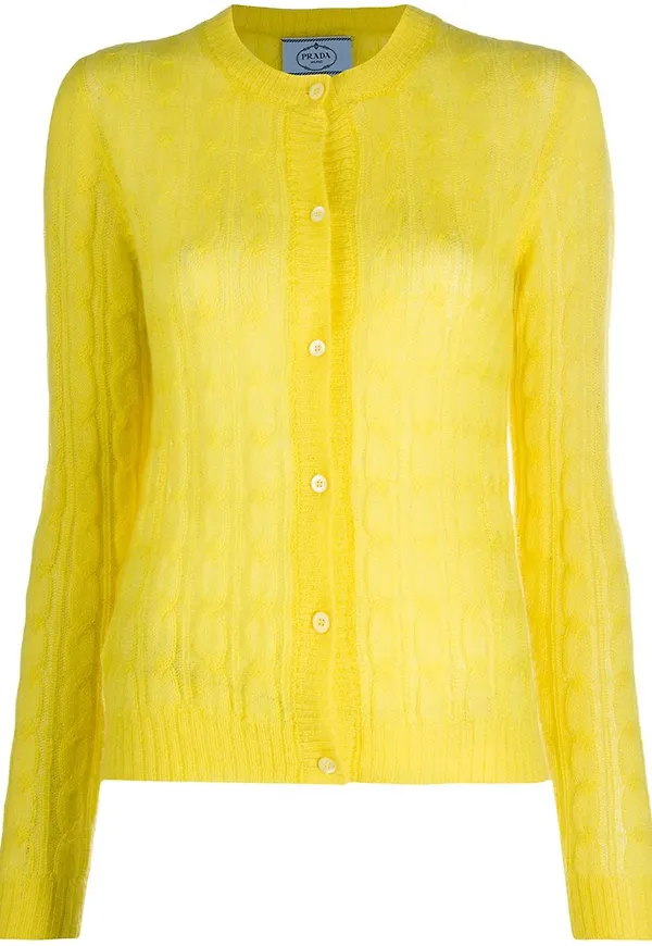 Prada kabelstickad cardigan - Gul
