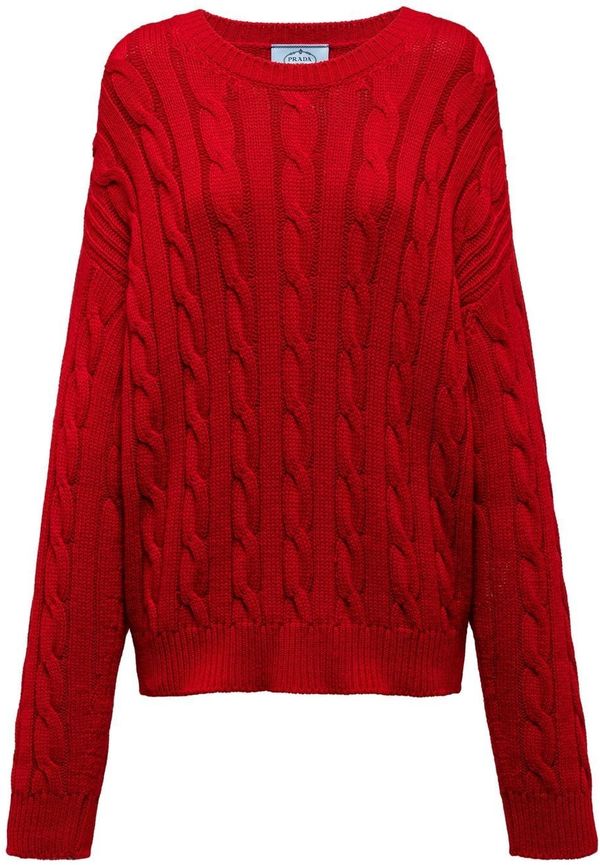 Prada kabelstickad kashmirtröja - Röd