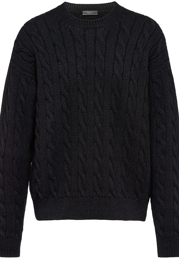 Prada kabelstickad kashmirtröja - Svart