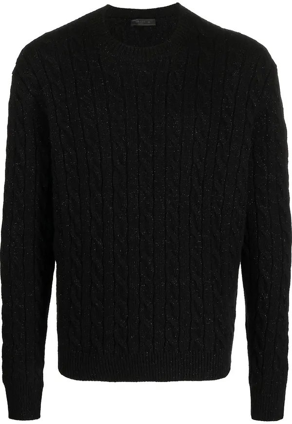 Prada kabelstickad tröja - Svart