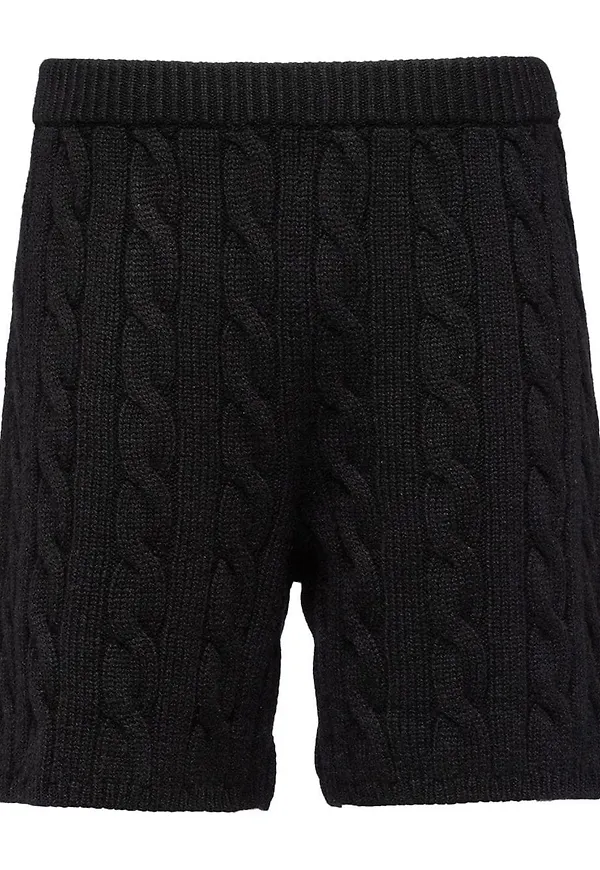 Prada kabelstickade kashmirshorts - Svart
