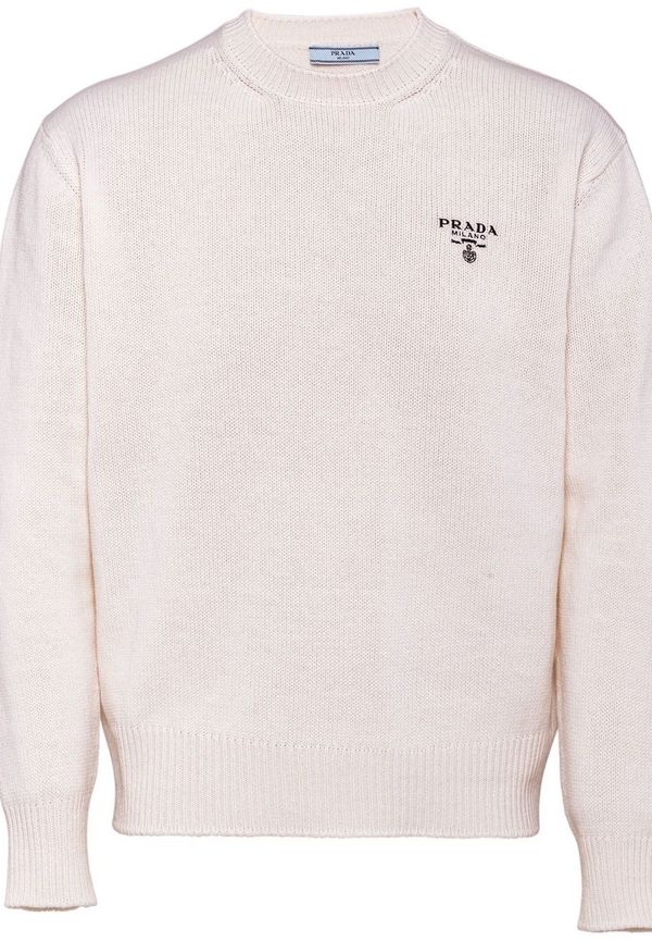 Prada kashmirtröja med broderad logotyp - Vit