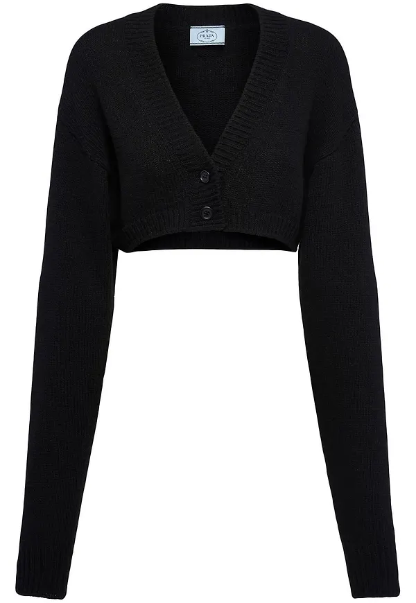 Prada kort v-ringad kofta - Svart