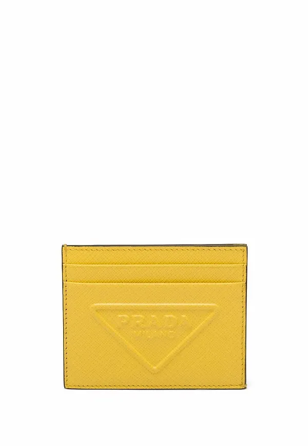 Prada korthållare i Saffiano-läder - Gul