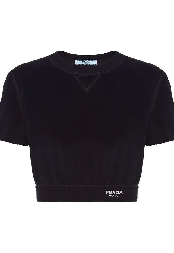 Prada kortärmad croptop - Svart
