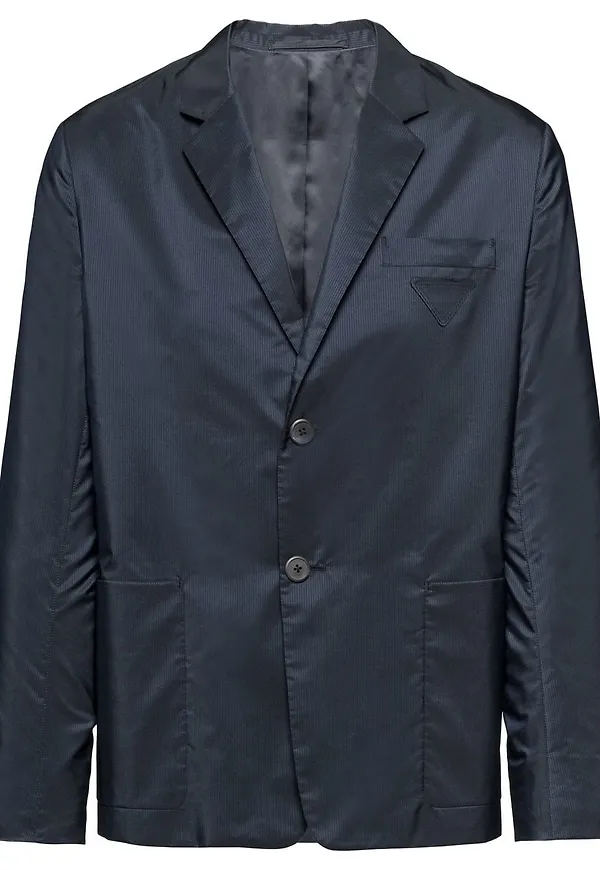 Prada kritstrecksrandig enkelknäppt blazer - Blå
