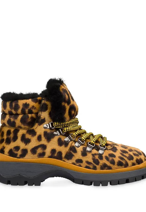 Prada leopardmönstrade vandrarkängor - Brun