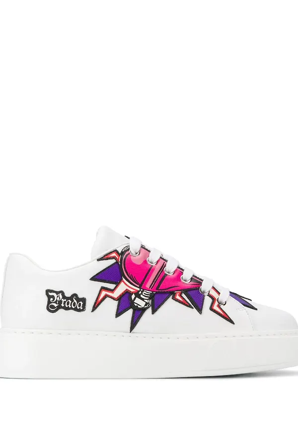 Prada Lightning Heart platåsneakers - Vit