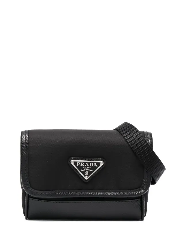 Prada liten midjeväska med logotypplakett - Svart