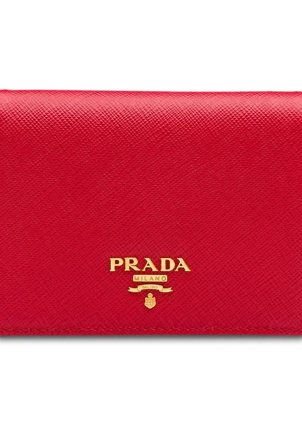 Prada liten plånbok i saffianoläder - Röd