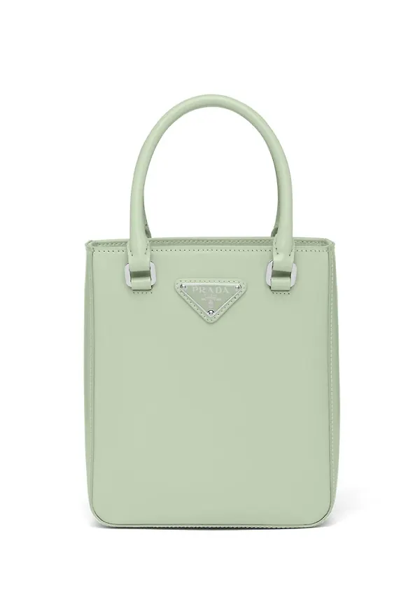 Prada liten totebag med plakett - Grön