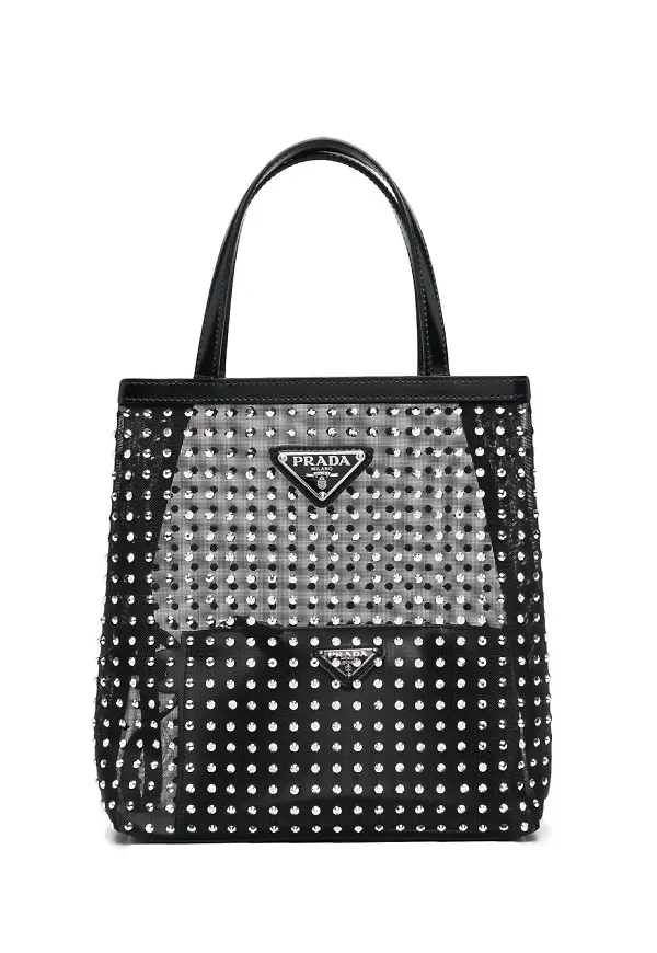 Prada liten totebag med strass - Svart