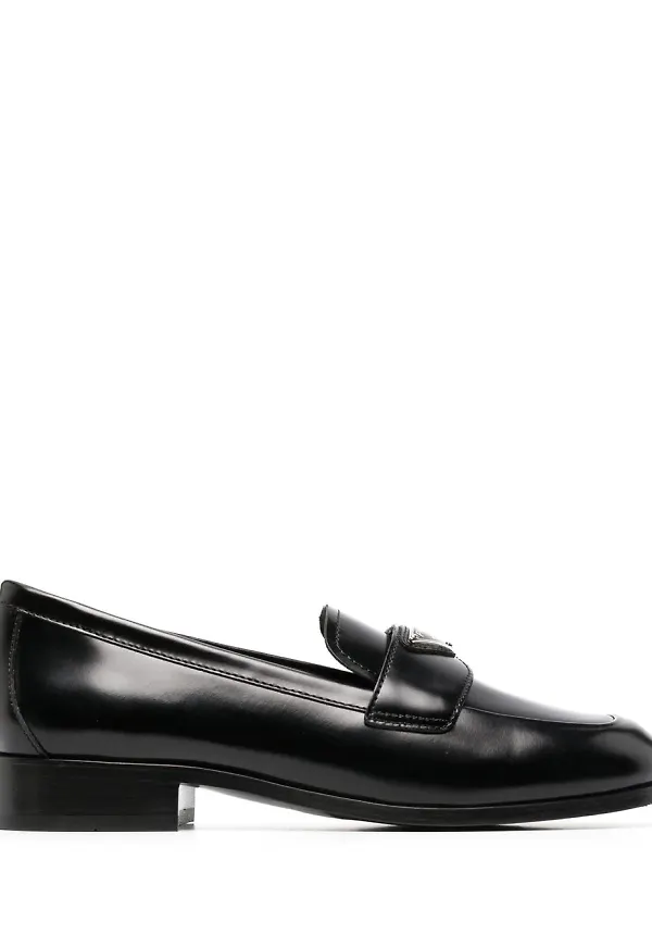 Prada loafers med logotyp - Svart