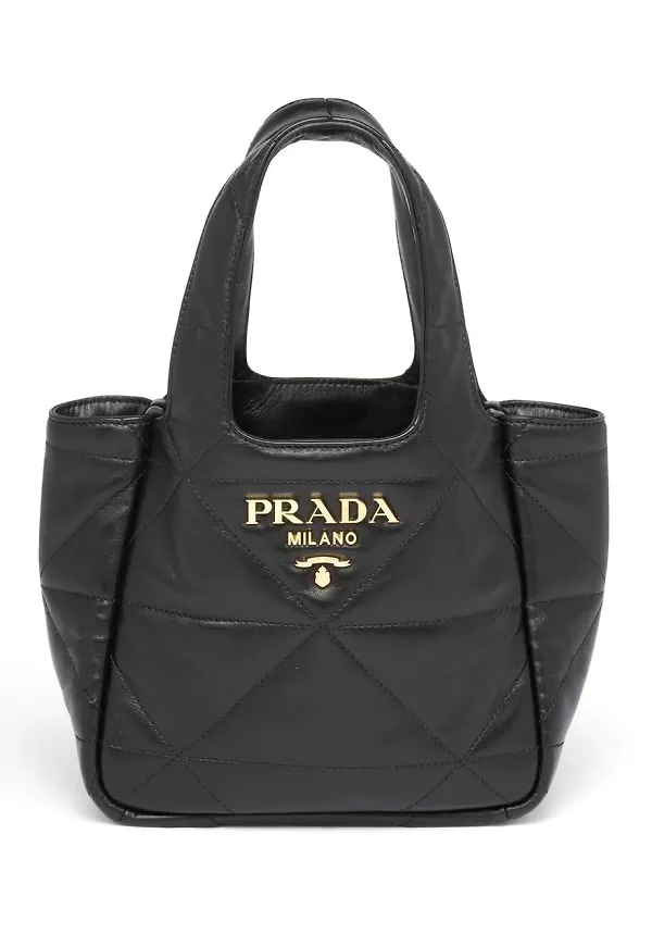 Prada logo-plaque nappa-leather tote bag - Svart