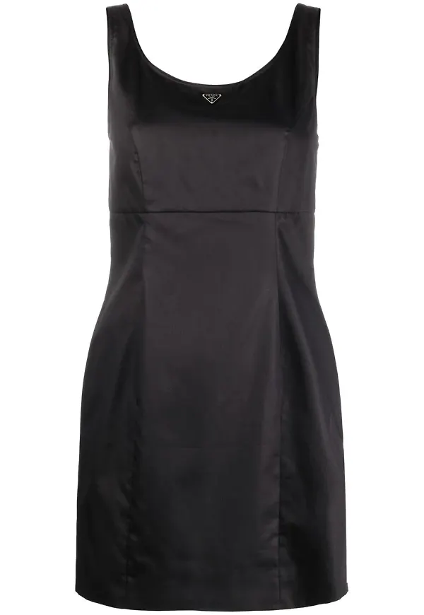 Prada logo-plaque shift dress - Svart