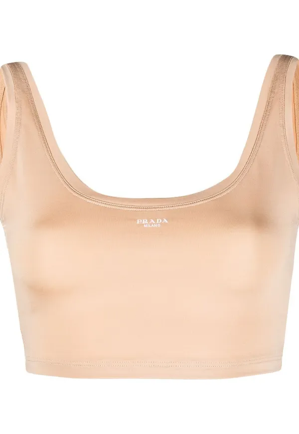 Prada logo-print cropped vest top - Neutral