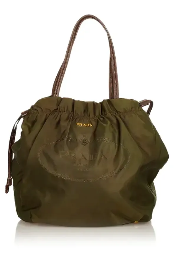 Prada Logo Tessuto Drawstring Tote Bag