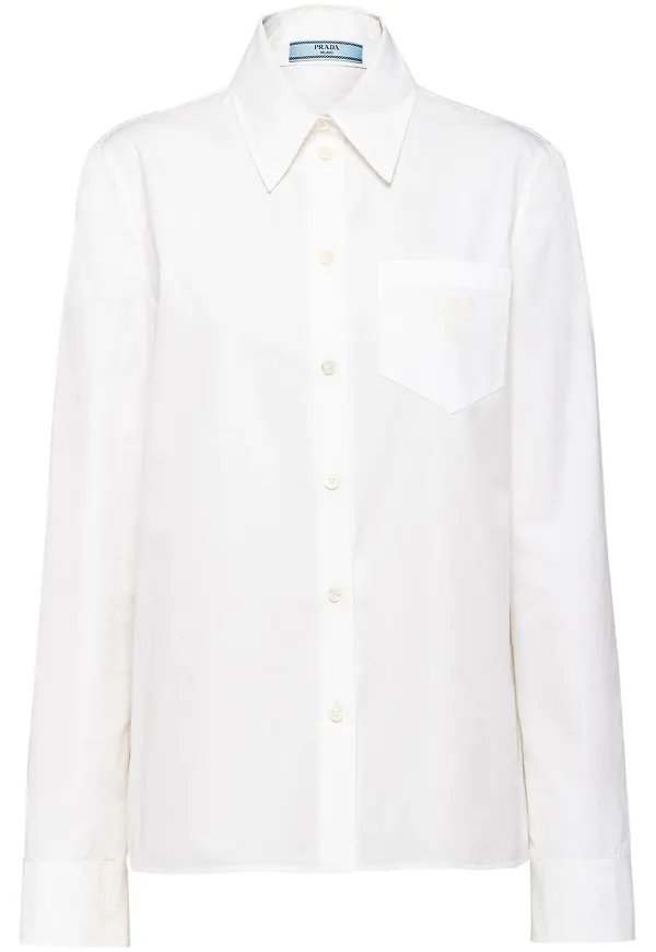 Prada long-sleeve cotton shirt - Vit