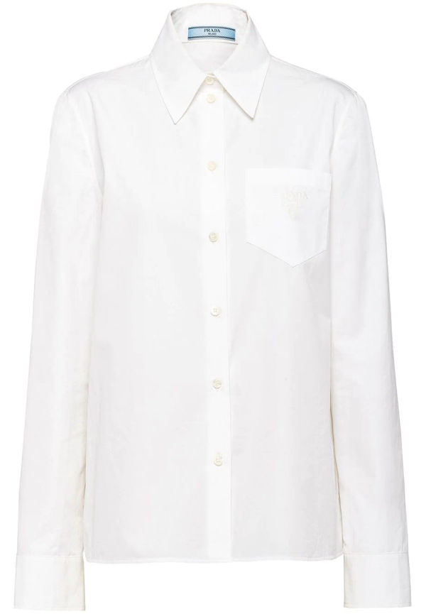 Prada long-sleeve cotton shirt - Vit
