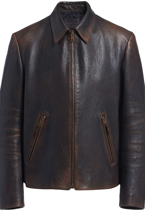 Prada läder jacka - Brun