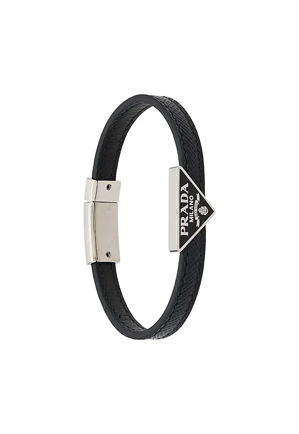 Prada läderarmband med logotyp - Svart
