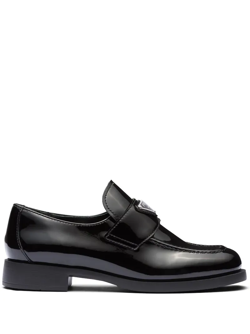 Prada läderloafers med logotyp - Svart