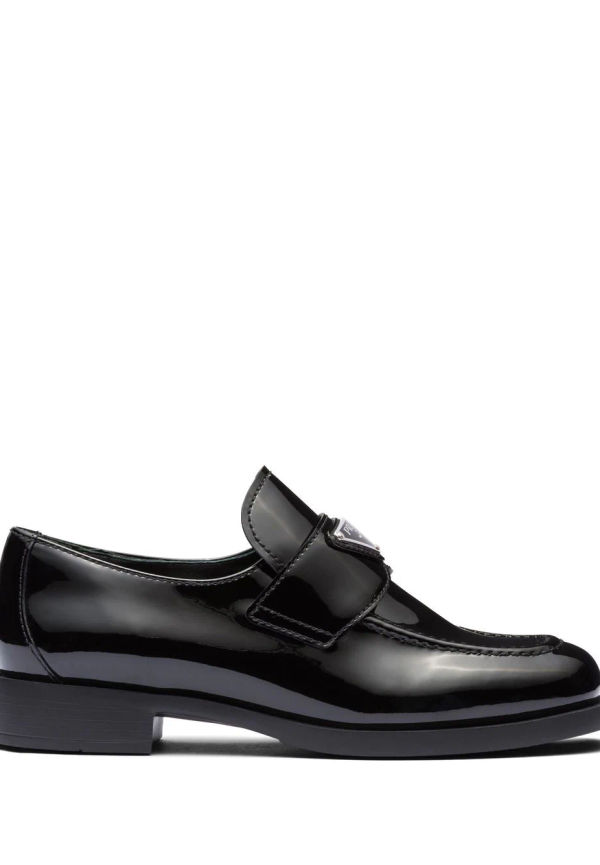 Prada läderloafers med logotyp - Svart