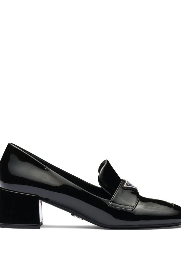 Prada läderloafers med logotyp - Svart