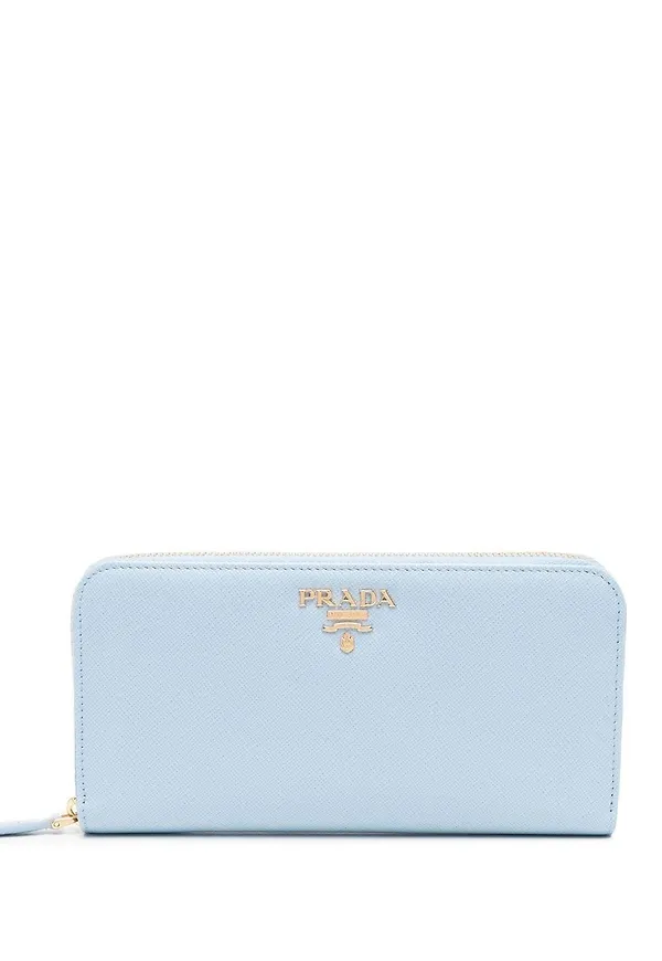 Prada läderplånbok med logotypplakett - Blå