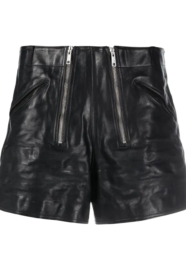 Prada lädershorts med dragkedja - Svart