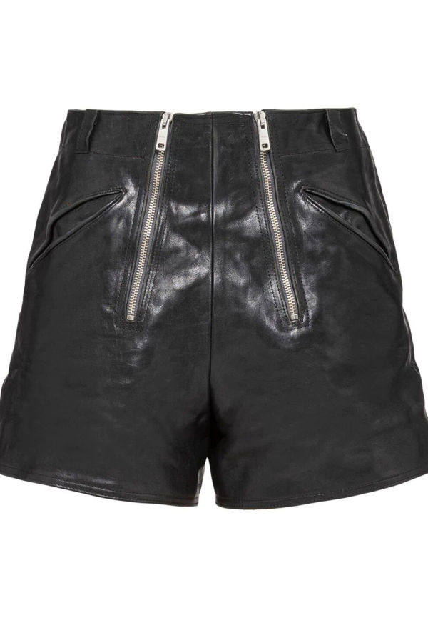 Prada lädershorts med dubbel dragkedja - Svart