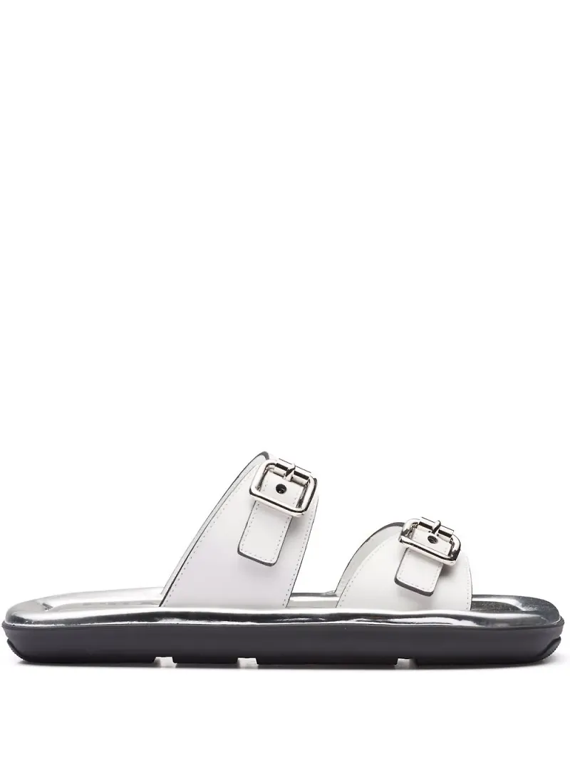 Prada låga rektangulära sandaler - Vit