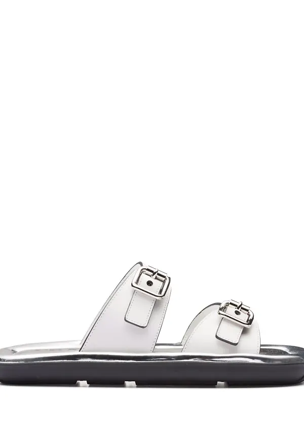 Prada låga rektangulära sandaler - Vit