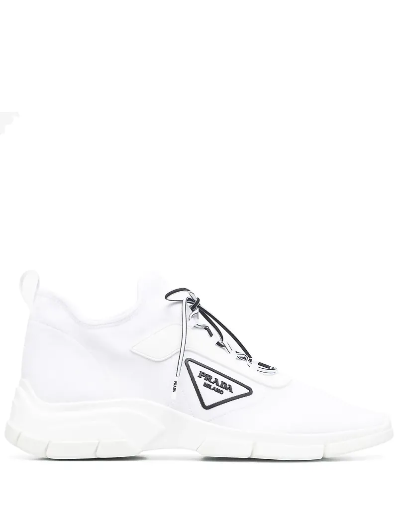 Prada låga sneakers med logotypmärke - Vit