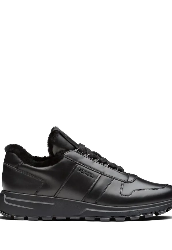 Prada låga sneakers med panel - Svart
