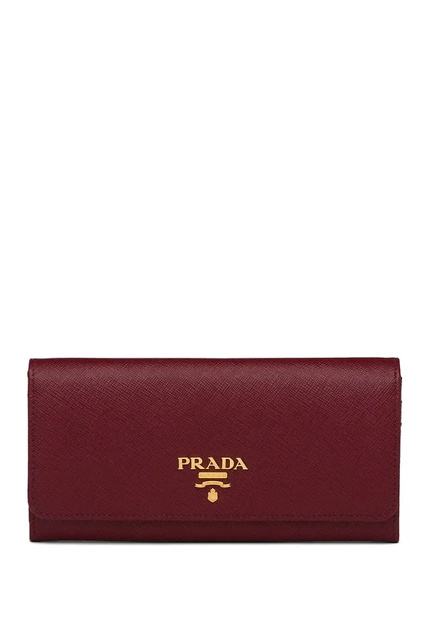 Prada lång plånbok i saffianoläder - Röd