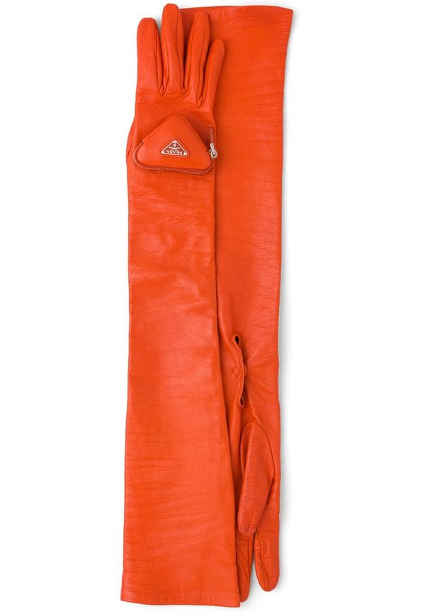 Prada långa handskar med pouch - Orange